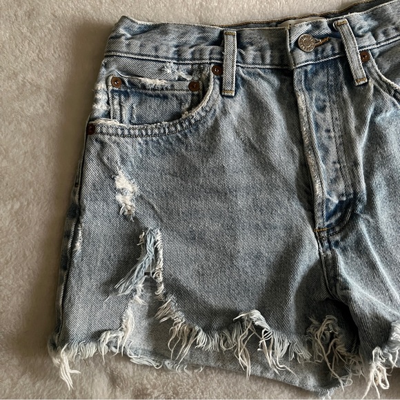 Agolde High Rise Light Blue Cut Off Denim Jean Shorts Size 25 new photos at end - Picture 4 of 16